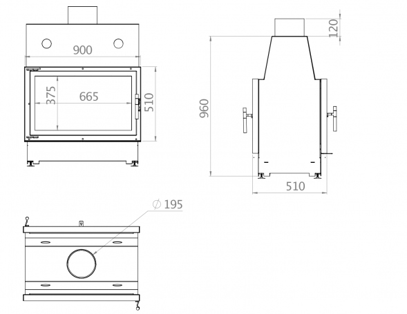 Каминная топка двойная 90x51 Echa Tech